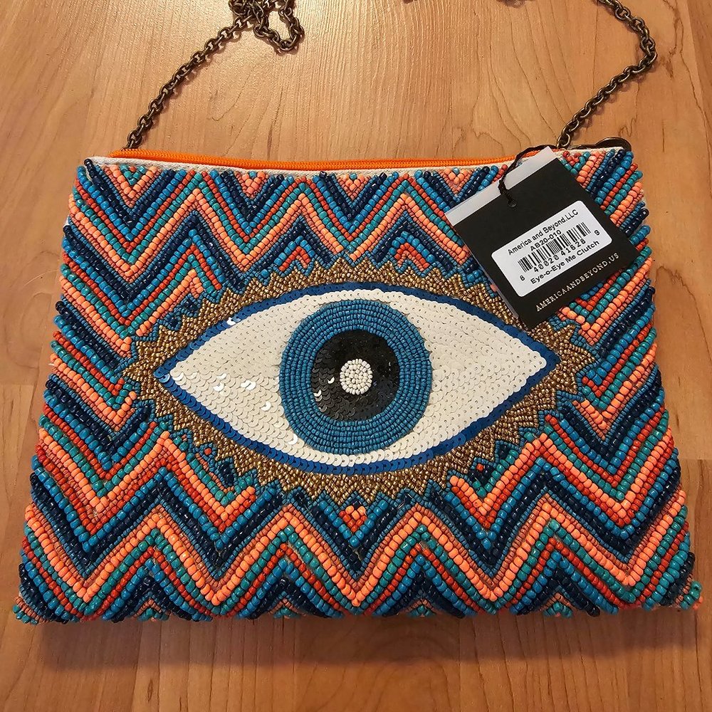 NWT Evil Eye Clutch With Removable Crossbody Chain